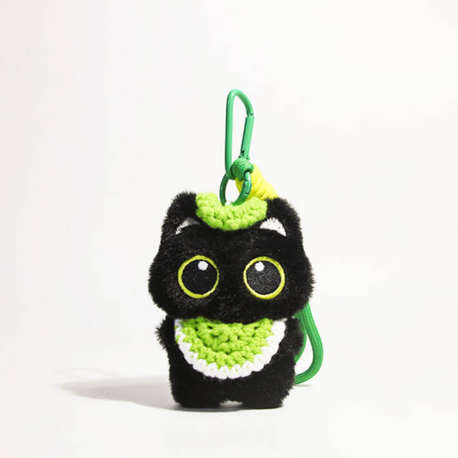 Adorable Black Kitten Plush Pendant
