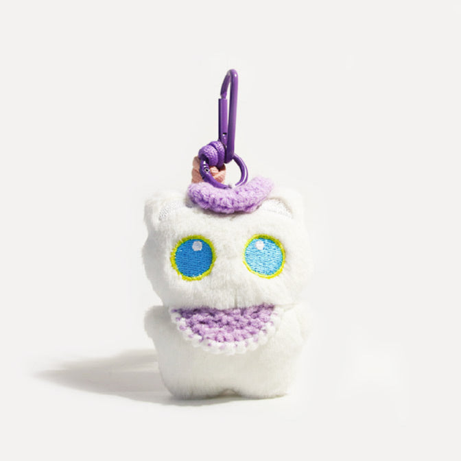 Adorable White Kitten Plush Pendant