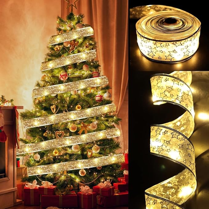 Christmas Tree Decorations Ribbon Lights
