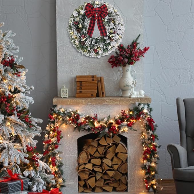 Snow Flocked LED Christmas Wreath