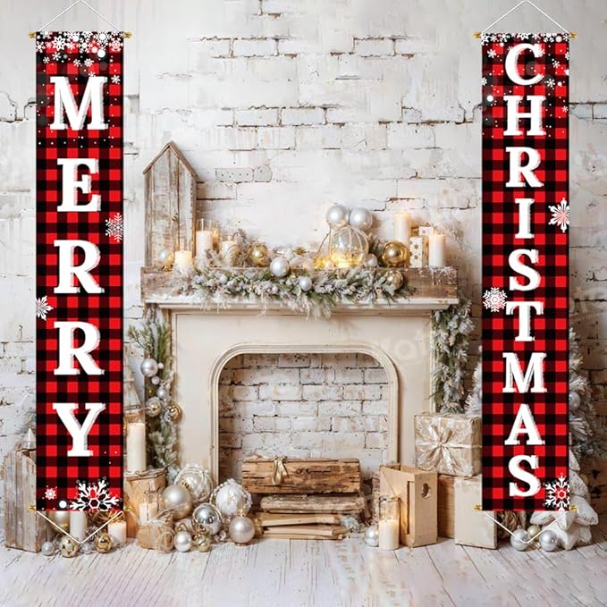 Merry Christmas Hanging Banner Porch
