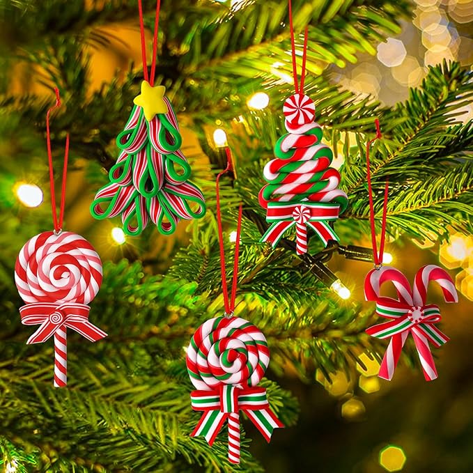 16Pcs Christmas Mini Candy Cane Hanging Ornaments
