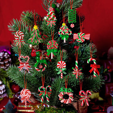 16Pcs Christmas Mini Candy Cane Hanging Ornaments