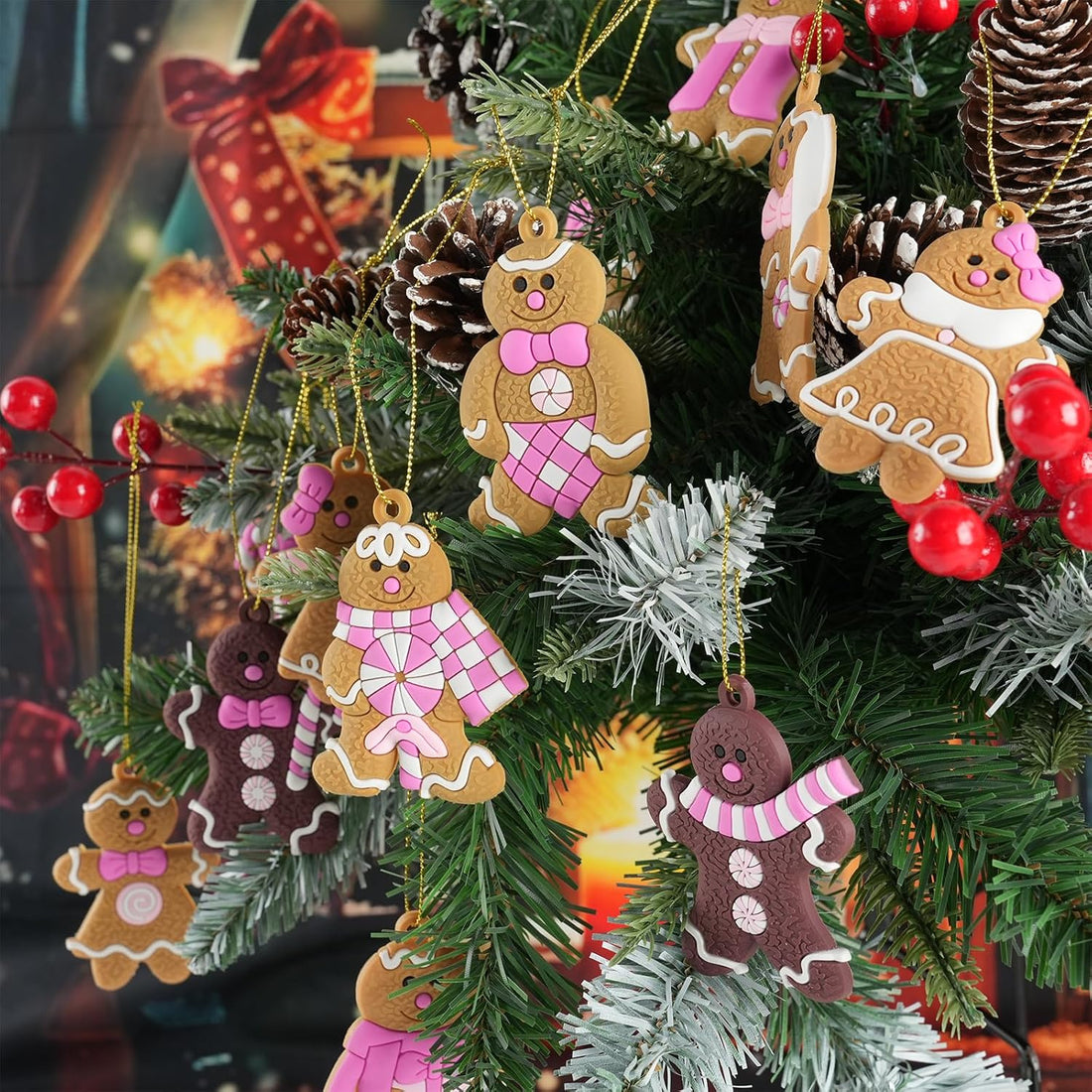 12pcs Gingerbread Man Ornaments for Christmas Tree