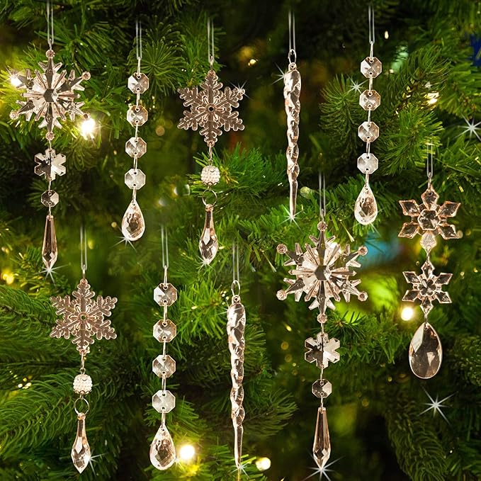 18Pcs Acrylic Snowflake Christmas Tree Ornament