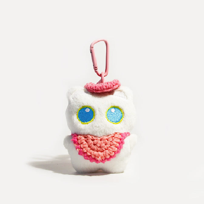 Adorable White Kitten Plush Pendant