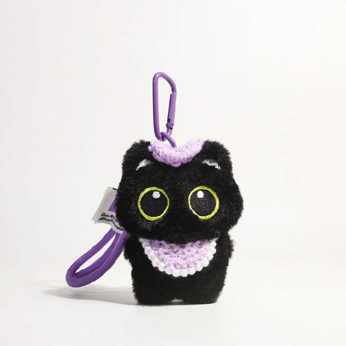 Adorable Black Kitten Plush Pendant