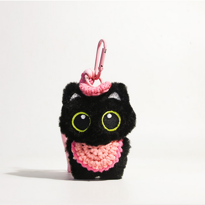 Adorable Black Kitten Plush Pendant