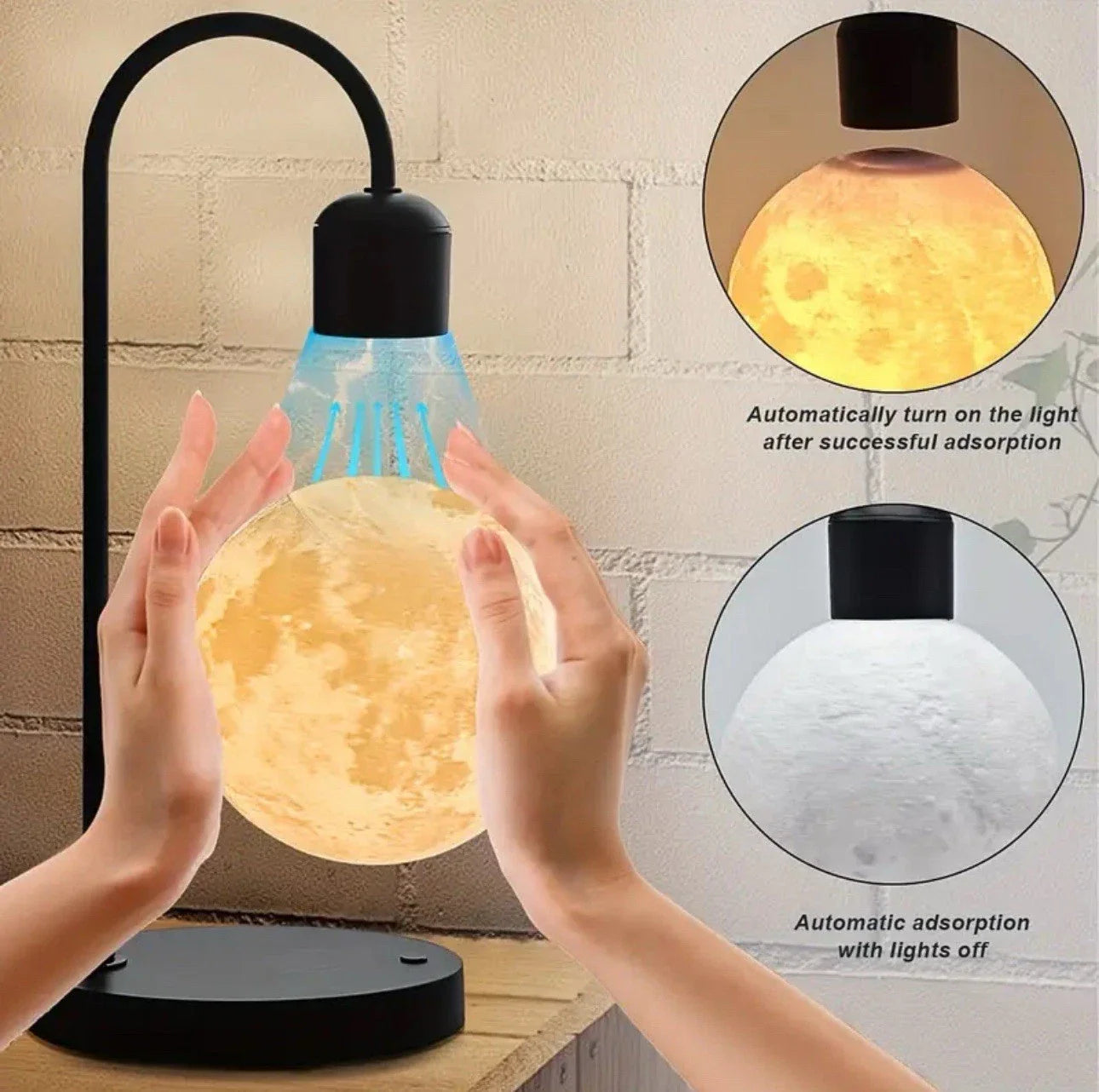 Floating Moon LED Lamp with Wireless Charger